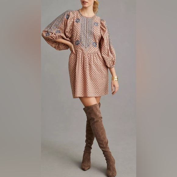 Anthropologie Dresses & Skirts - By Anthropologie Embroidered Tunic Mini Dress Medium